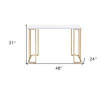 Load image into Gallery viewer, 48" White and Gold Writing Desk