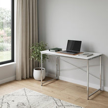 Load image into Gallery viewer, 47" White and Silver Writing Desk