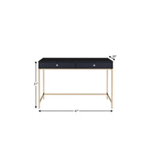 Load image into Gallery viewer, 47" Black and Gold Writing Desk With Two Drawers