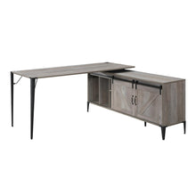Load image into Gallery viewer, 65" Gray and Black L Shape Writing Desk