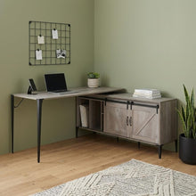 Load image into Gallery viewer, 65" Gray and Black L Shape Writing Desk