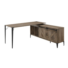 Load image into Gallery viewer, 65" Brown and Black L Shape Writing Desk