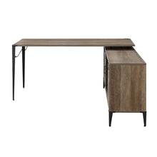 Load image into Gallery viewer, 65" Brown and Black L Shape Writing Desk