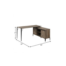 Load image into Gallery viewer, 65" Brown and Black L Shape Writing Desk