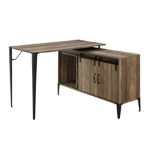 Load image into Gallery viewer, 48" Brown and Black L Shape Writing Desk