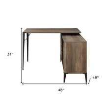 Load image into Gallery viewer, 48" Brown and Black L Shape Writing Desk