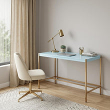 Load image into Gallery viewer, 42" Baby Blue and Gold Writing Desk