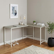 Load image into Gallery viewer, 66" Gray and White L Shape Computer Desk