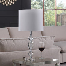 Load image into Gallery viewer, Cut Faux Crystal Glam Table Lamp With White Classic Drum Shade - Clear