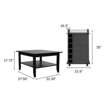 Load image into Gallery viewer, 22" Brown and Black Open shelving Bar Cart and Coffee Table