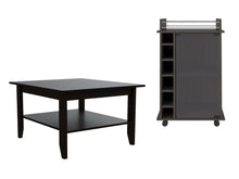 Load image into Gallery viewer, 22" Brown and Black Open shelving Bar Cart and Coffee Table