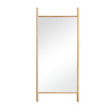 Load image into Gallery viewer, 64" Solid Wood Ladder Leaning Framed Full Length Mirror - Natural