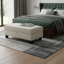 Load image into Gallery viewer, Chenille Storage Ottoman (714402) - Beige / Black