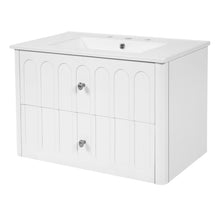 Load image into Gallery viewer, Floating Bathroom Vanity With Oval Knobs & Round Edge, Soft Close Drawer Slides
