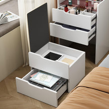 Load image into Gallery viewer, 3 In 1 Vanity Desk With Flip Top Mirror, Compact Makeup Table With Glass Top And 3 Drawers