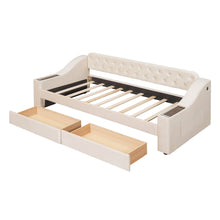Load image into Gallery viewer, Upholstered Daybed With Storage Armrests And USB Port