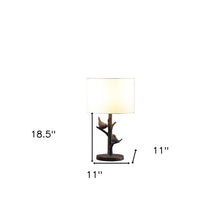 Load image into Gallery viewer, 19" Rustic Dark Bronze Birds on a Tree Table Lamp With White Shade