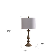 Load image into Gallery viewer, 28" Rustic Taupe Cream Candlestick Table Lamp With White Shade