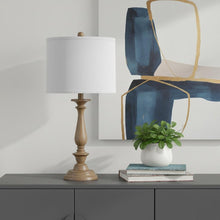 Load image into Gallery viewer, 28" Rustic Taupe Cream Candlestick Table Lamp With White Shade
