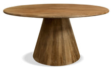 Load image into Gallery viewer, 60" Rounded Solid Wood Pedestal Base Dining Table - Brown