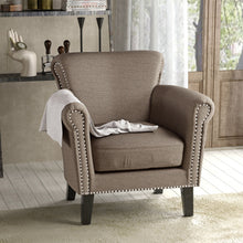 Load image into Gallery viewer, Elegant Club Chair With Nailhead Trim And Birch Wood Legs