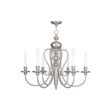 Load image into Gallery viewer, 24'' Six Light Dimmable Chandelier With Shades - Nickel / Pearl Silver