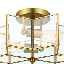 Load image into Gallery viewer, Unique Statement Two Light Metal Dimmable Flush Chandelier - Brass