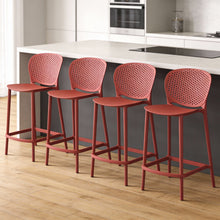 Load image into Gallery viewer, 26" Contemporary Heavy Duty Plastic Low Back Counter Height Bar Chairs (Set of 4) - Orange