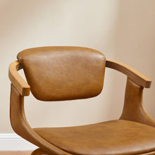 Load image into Gallery viewer, Upholstered Faux Leather Dining Arm Chair - Light Brown