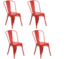 Load image into Gallery viewer, Metal Partially Open Back Dining Side Chairs (Set of 4) - Red