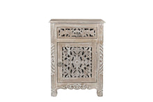 Load image into Gallery viewer, One Drawer One Door Floral Carved Nightstand - Gray