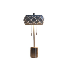 Load image into Gallery viewer, Metal Table Lamp With Geometric Laser Cut Metal Shade - Silver