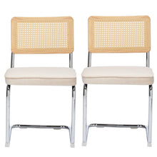 Load image into Gallery viewer, Tufted Stainless Steel Partially Open Back Dining Side Chairs (Set of 2) - Beige / Silver