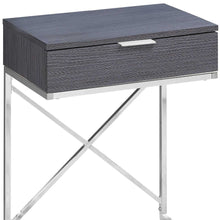 Load image into Gallery viewer, 24" Wood And Metal End Table With Drawer - Silver And Gray