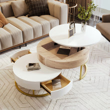 Load image into Gallery viewer, Modern Round Lift-Top Nesting Coffee Tables With 2 Drawers