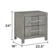 Load image into Gallery viewer, Modern 2 Drawer Nightstand In Gray Finish With Silver Metal Handles, Contemporary Bedside Table With Smooth Glide Drawers