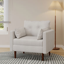 Load image into Gallery viewer, Contemporary Fabric Club Chair With Birch Wood Legs - Beige