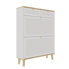 Load image into Gallery viewer, Modern Freestanding Shoe Cabinet With Flip Up Doors And Drawers, Compact Design For Entryway - White Natural
