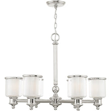 Load image into Gallery viewer, Six Light Metal Dimmable Chandelier With Shades - Nickel / Clear / Opal