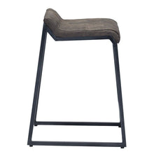 Load image into Gallery viewer, Leather And Iron Low Back Counter Height Bar Chair - Brown / Black