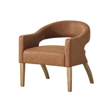 Load image into Gallery viewer, Upholstered Open Back Armchair With Weathered Rubberwood Legs