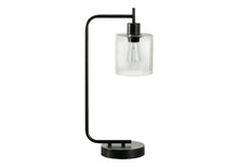 Load image into Gallery viewer, Metal Round Arched USB Table Lamp With Clear Drum Shade - Black