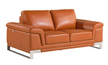Load image into Gallery viewer, Genuine Leather Love Seat - Silver / Camel