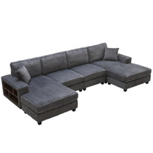 Load image into Gallery viewer, U-Shaped Convertible Sofa, 4 Seater Large Living Room Lounge