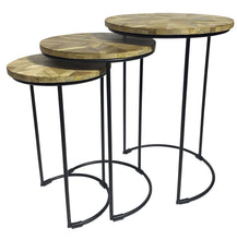 Load image into Gallery viewer, Solid Wood And Metal Round Frame Nested Tables (Set of 2) - Natural