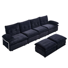 Load image into Gallery viewer, Upholstery Modular Sectional Sofa , 4 Seater With 2 Ottomans For Living Room - Black