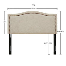 Load image into Gallery viewer, Elegant Panel Headboard With Copper Nailheads And Adjustable Metal Legs
