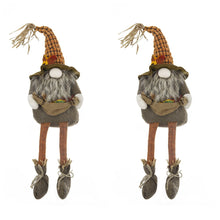 Load image into Gallery viewer, Sitting Gnome With Maple Leaf, For Holiday Harvest Festival Fall Festival & Thanksgiving Table Decorations (Set of 2) - Orange Multi