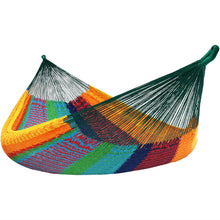 Load image into Gallery viewer, Striped Double Hammock - Green / Red / Yellow