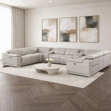Load image into Gallery viewer, Leather Modular U Shaped Ten Piece Corner Sectional With Console - Ash / Gray